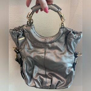 Escada Silver Snakeskin Look Women's Bag with Silver Hardware